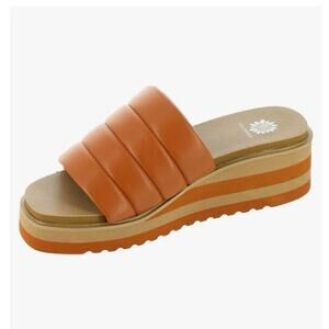 YELLOW BOX NWOB Arber Platform Wedge Sandals Rust Brown Size 7.5